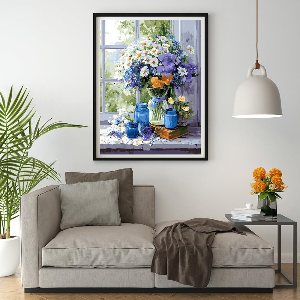 Moohue 14 ct Counted Cross Stitch Kits for Adults Flowers Cross Stitch Patterns Stamped Printed Cross Stitch Kits (Flowers 1)