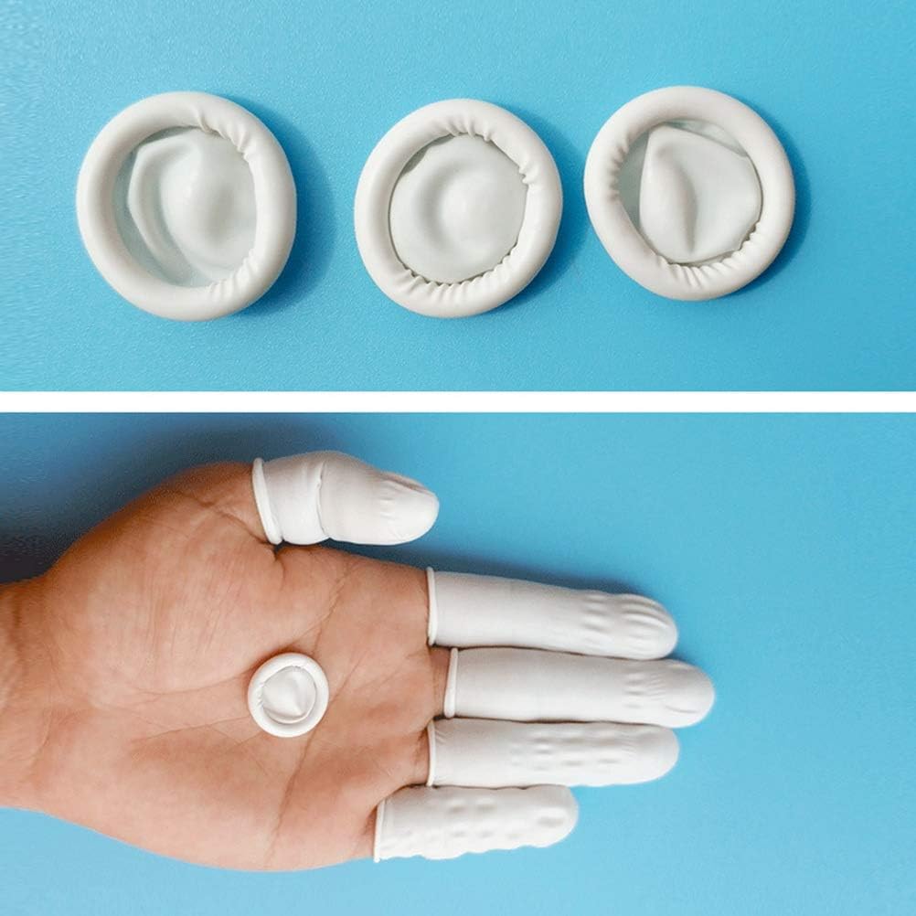 Finger Cot, Medium Finger Protectors Latex Anti-Static Finger Covers, Finger Tip Protect Keeping Dressing Dry and Clean Disposable Finger Gloves White(approxi 135pcs)