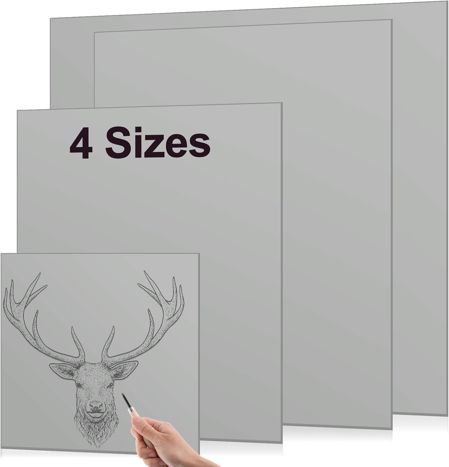 Yeaqee 8 Pcs Mixed Sizes Linoleum Block Rubber Carving Block Soft Linocut Blocks Large Linoleum Sheet Unmounted Lino Plates for Engraving Art Project Printmaking Artist Studio Supplies, Gray