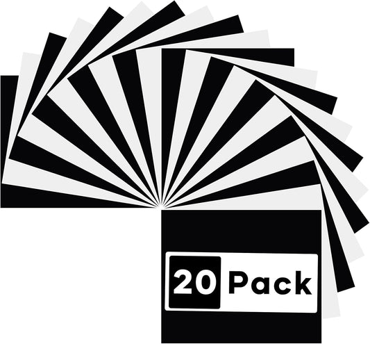 HTVRONT White & Black Heat Transfer Vinyl Bundle: 20 Pack 12" x 10" Heat Transfer Vinyl for T-Shirt, Cricut, Silhouette Cameo or Heat Press Machine