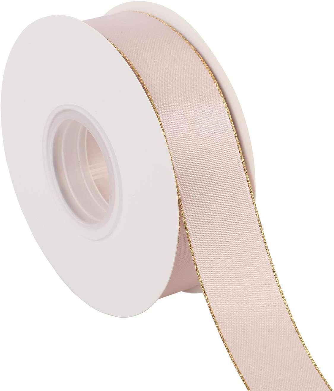 ITIsparkle 1" Inch Double Faced Satin Ribbon 25 Yards with Gold Edges, 1" X 25Yd - Vanilla