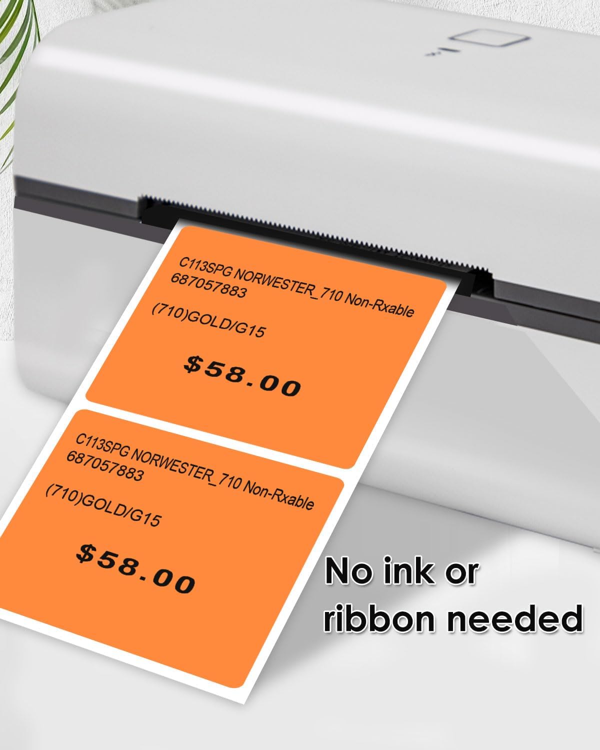 iEager Orange Square Thermal Label Stickers, 2"x2" Self-Adhesive Square Direct Thermal Labels with Perforation Line, 500 Sheets/Roll