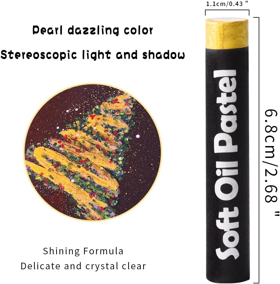 Mifuner Soft Oil Pastels Set (5 Sticks), Single Colors Heavy Oil Pastels Vibrant and Creamy,Pastel Art Supplies for Artists,Gallery Oil Painting Stick,Beginners,Adult Art Drawing Gold