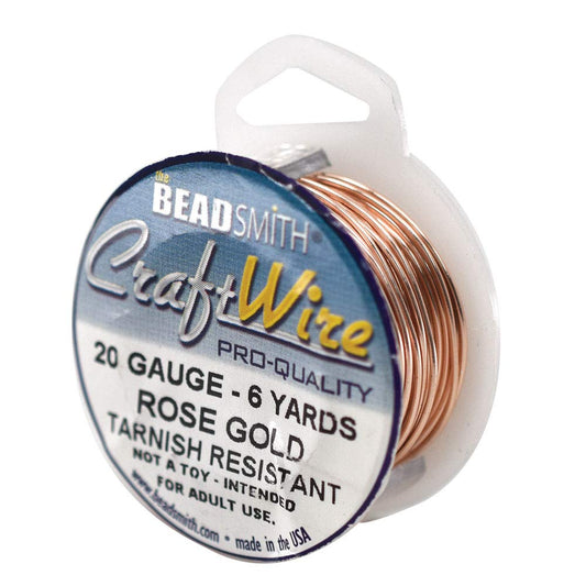 The Beadsmith Wire Elements Craft Wire – Tarnish Resistant, Soft Temper, Round, Rose Gold Color – 0.81mm, 20 Gauge, 6 Yard Spool – Jewelry Making, Wire Wrapping, Floral, & Other DIY Crafts