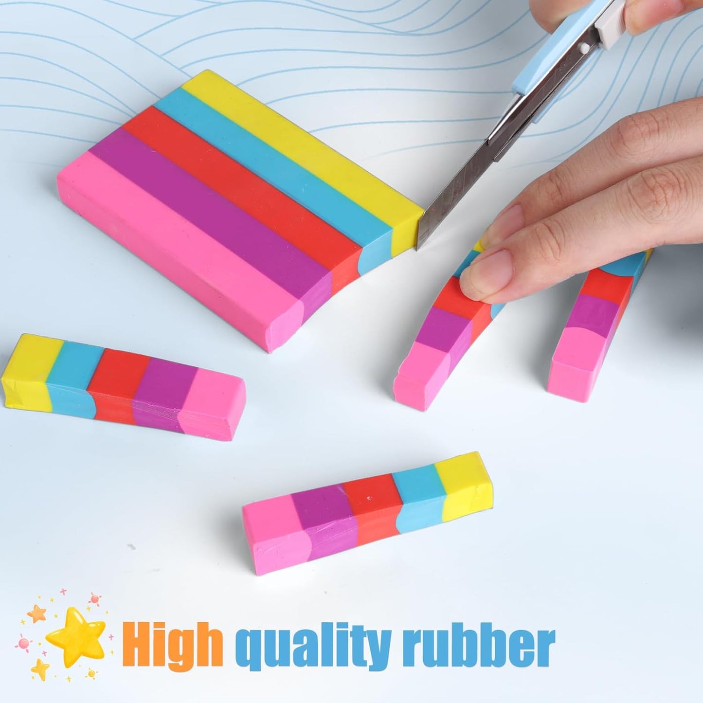 AmoreAngel Crafts 1Big Block Rainbow Pencil Erasers, Large Erasers, Dividable into Small Pieces for Detailing, Sketching, and Office Use
