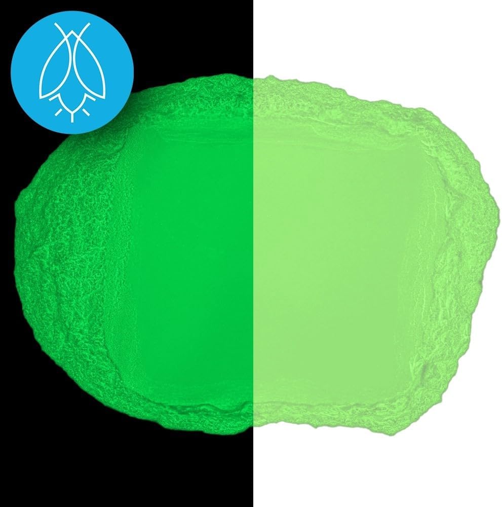 Glow in The Dark Pigment Powder - Neutral and Fluorescent Color for Art Painting, Fine Art, Nail Art Paint, and DIY Crafts - Long Lasting 10+ Color Options - Fluorescent Green - (30 Grams/1 Ounce)