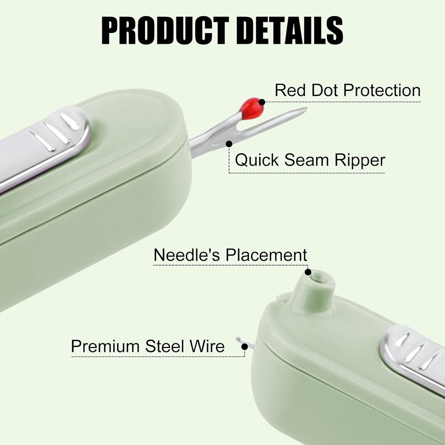 Needle Threaders, 2 in 1 Plug-in Needle Threader Seam Ripper Tool, Automatic Stretchable Seam Rippers for Sewing, Hand Quilling Supplies,Embroidery Stitch Removal (Purple/Green)