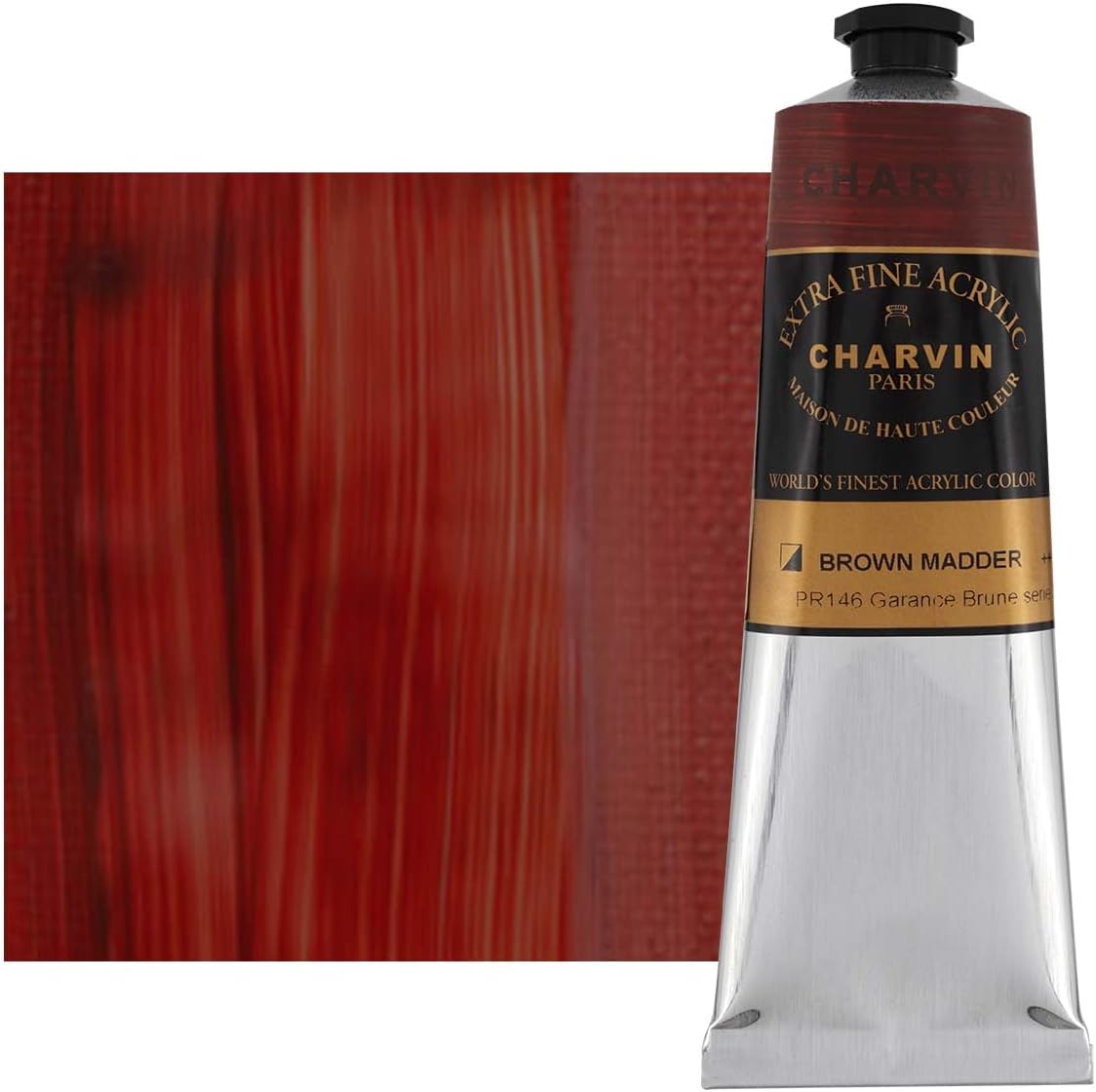 Charvin Extra Fine Professional Acrylic Paint - Brown Madder, 150ml Tube, Triple-Milled, Lightfast Pigments, Open Stock Artist Acrylic Paints in Nature-Inspired Hues