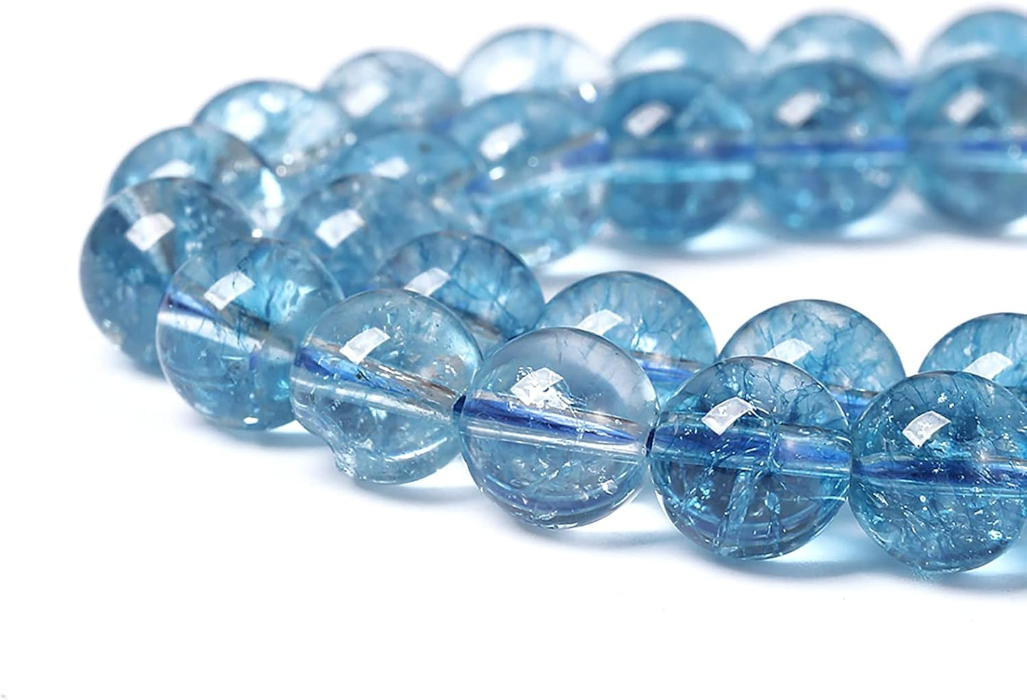 6mm 61pcs Blue Topaz Crystal Quartz Natural Stone Round Loose Beads for Jewelry Making DIY Bracelet Necklace Earrings