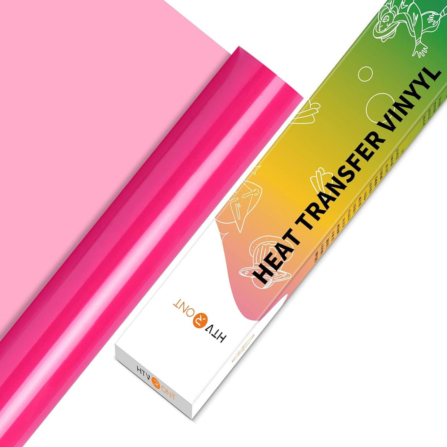 HTVRONT HTV Vinyl Rolls Heat Transfer Vinyl - 12" x 5ft Neon Pink HTV Vinyl for Shirts, Iron on Vinyl for All Cutter Machine - Easy to Cut & Weed for Heat Vinyl Design (Neon Pink)