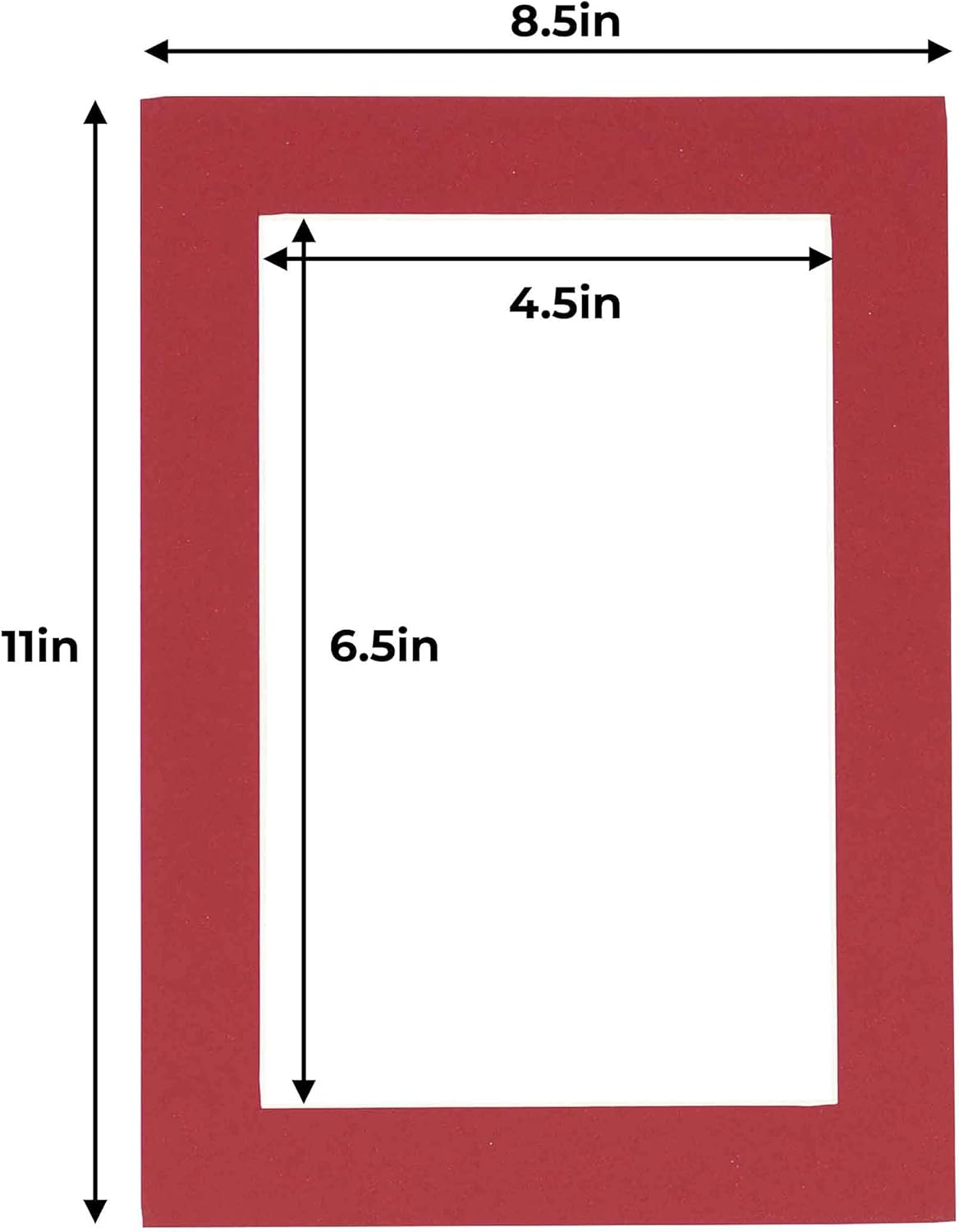 5x7 Mat for 8.5x11 Frame - Precut Mat Board Acid-Free Deep Red 5x7 Photo Matte Made to Fit a 8.5x11 Picture Frame, Premium Matboard for Family Photos, Show Kits, Art, Picture Framing, Pack of 10 Mats