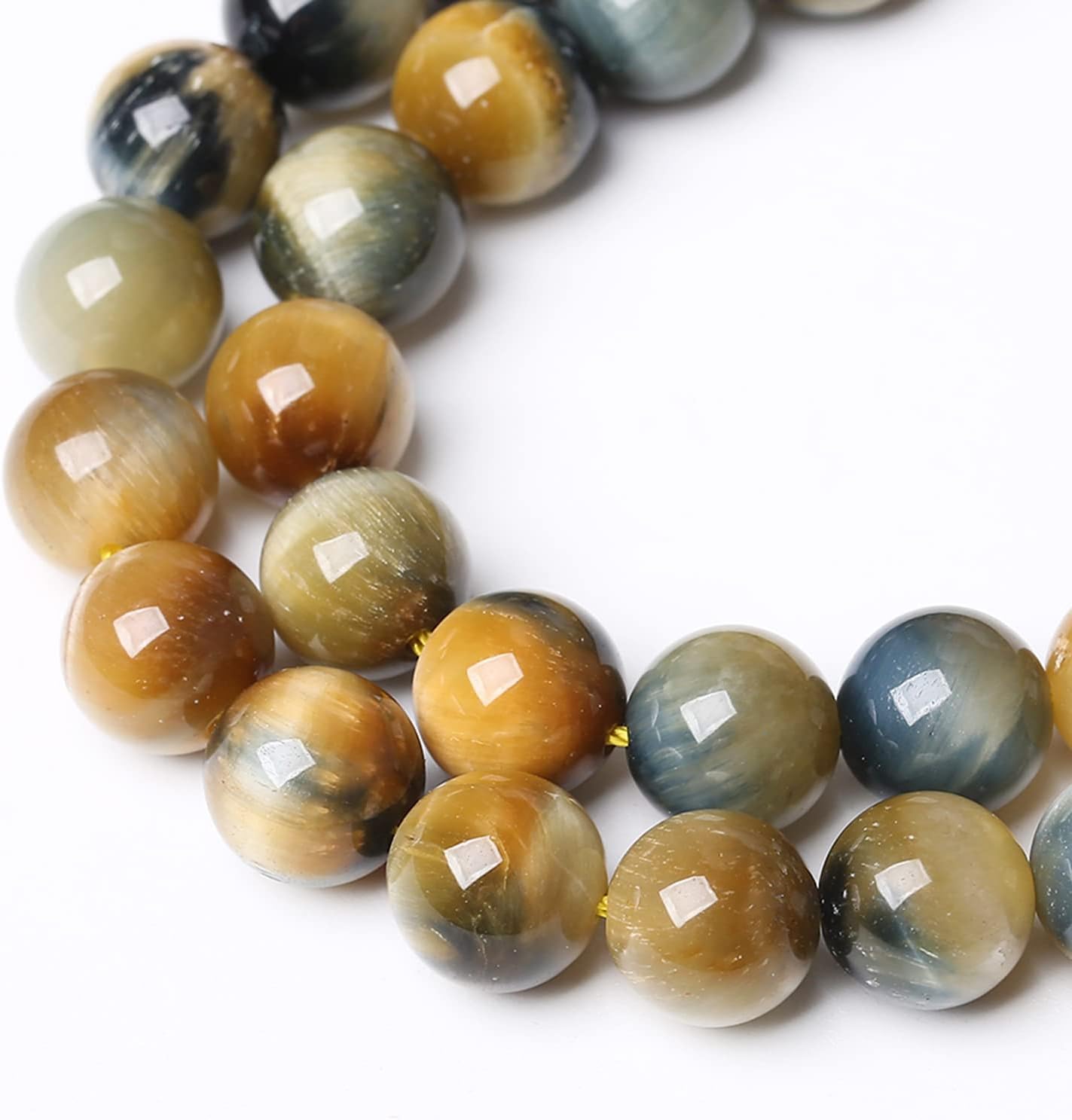 32Pcs 12mm AAAAA Tiger Eye Beads for Jewelry Making Natural Stone Beads Semi Precious Round Smooth Gemstones Energy Healing Dream Blue Tiger Eye Stone