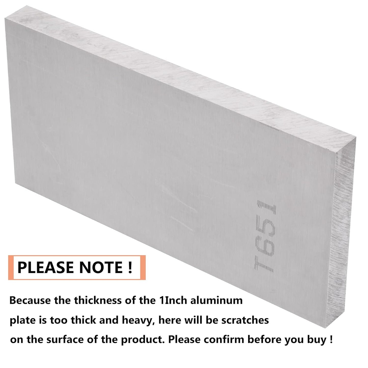 6061-T651 Aluminum Sheet 6 x 12 x 1Inch (25.4MM) Flat Plain Thickened Aluminum Plate with Protective Film, Industrial Grade