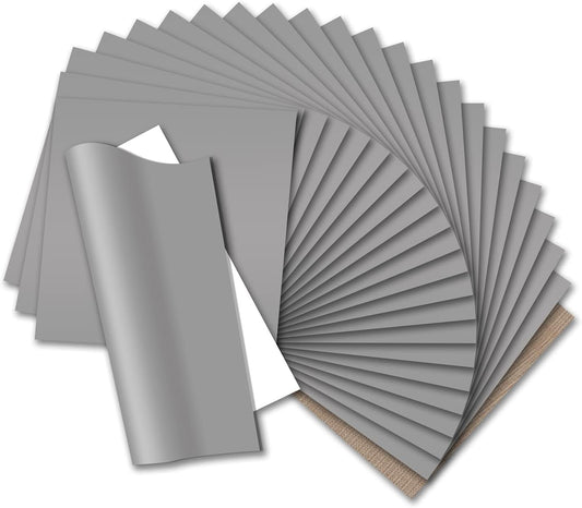 HTVRONT Silver HTV Heat Transfer Vinyl Bundle: 24 Pack 12"x12" Iron on Vinyl Sheets for T-Shirt (1 PTFE Sheet Included), PU HTV Easy to Cut & Weed for Heat Design