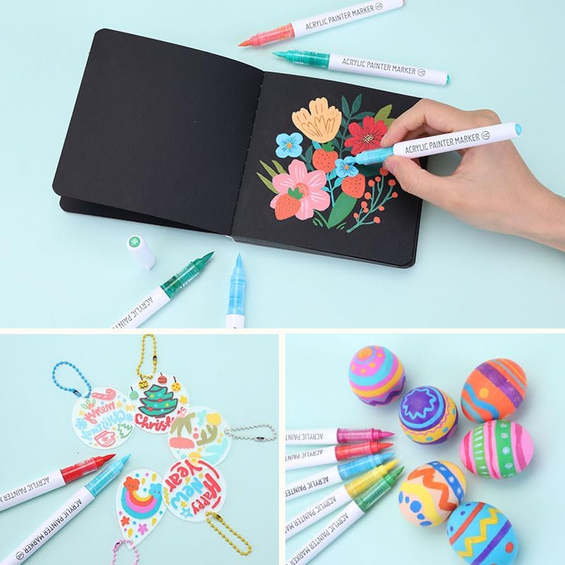 240 Colors Acrylic Paint Markers, Soft Brush Tip Acrylic Paint Pens for Paper, Rock Painting, Glass, Mugs, Fabric, Water Based Drawing Marker Set, Acrylic Painter Ink