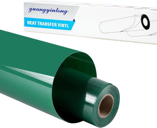 Guangyintong Green HTV Rolls - 12" x 8ft, Iron on Vinyl for T-Shirts, Glossy Surface, Easy to Cut & Weed for Heat Vinyl Design