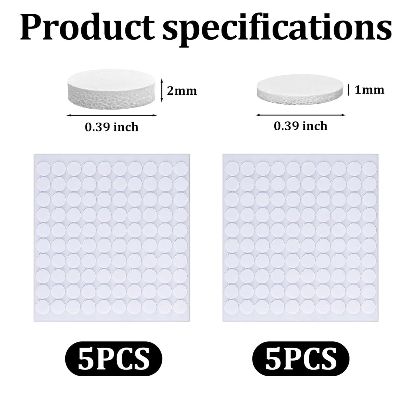 1000Pcs Double Sided Sticky Dots,Glue Dots Double Sided Removable,0.39 * 0.03in /0.39 * 0.08in Suitable for Crafts,Card Making,Marking Candles,Scrapbooking,Posters and DIY Projects