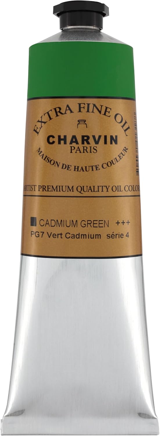 Charvin Extra Fine Oil Paint, Cadmium Green 150 ml - Triple-Milled, Rich Texture, Poppy Oil-Based, Light-Fast, Handmade, Archival Quality