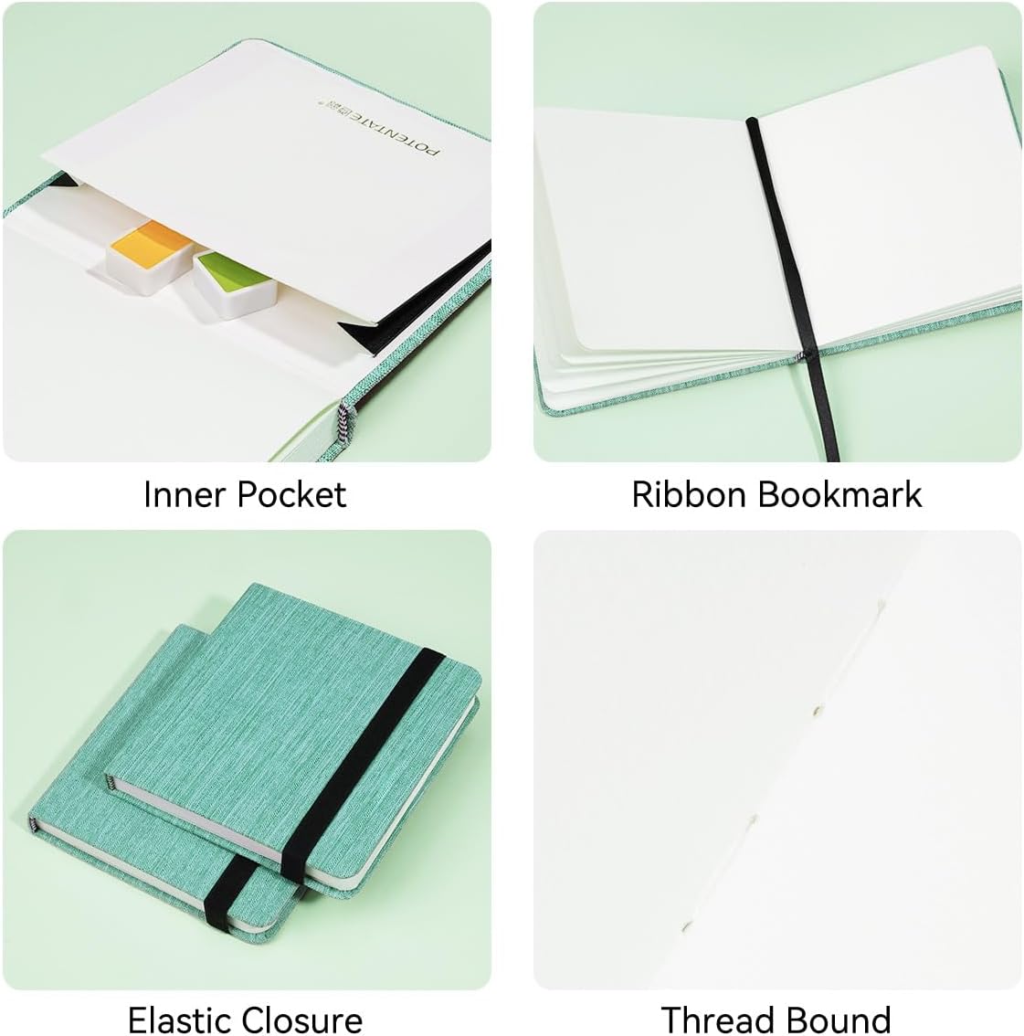 Lightwish Square Watercolor Journal,100% Cotton,300gsm/140lb,Acid-Free,24 Sheets Cold Press Watecolor Paper Sketchbook for Artists Adults Students,4.7 * 4.7 Inches