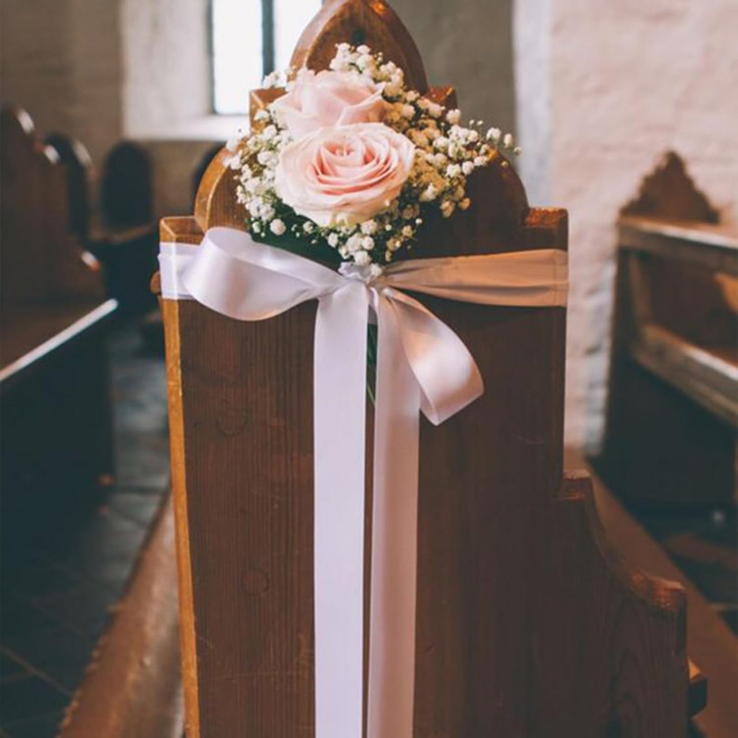 3/8" X 100 Yards Pearl Pink Satin Thin Ribbon Solid Color Double Faced Ribbons Perfect for Crafts Wedding Decor Bow Making Arts Sewing and More