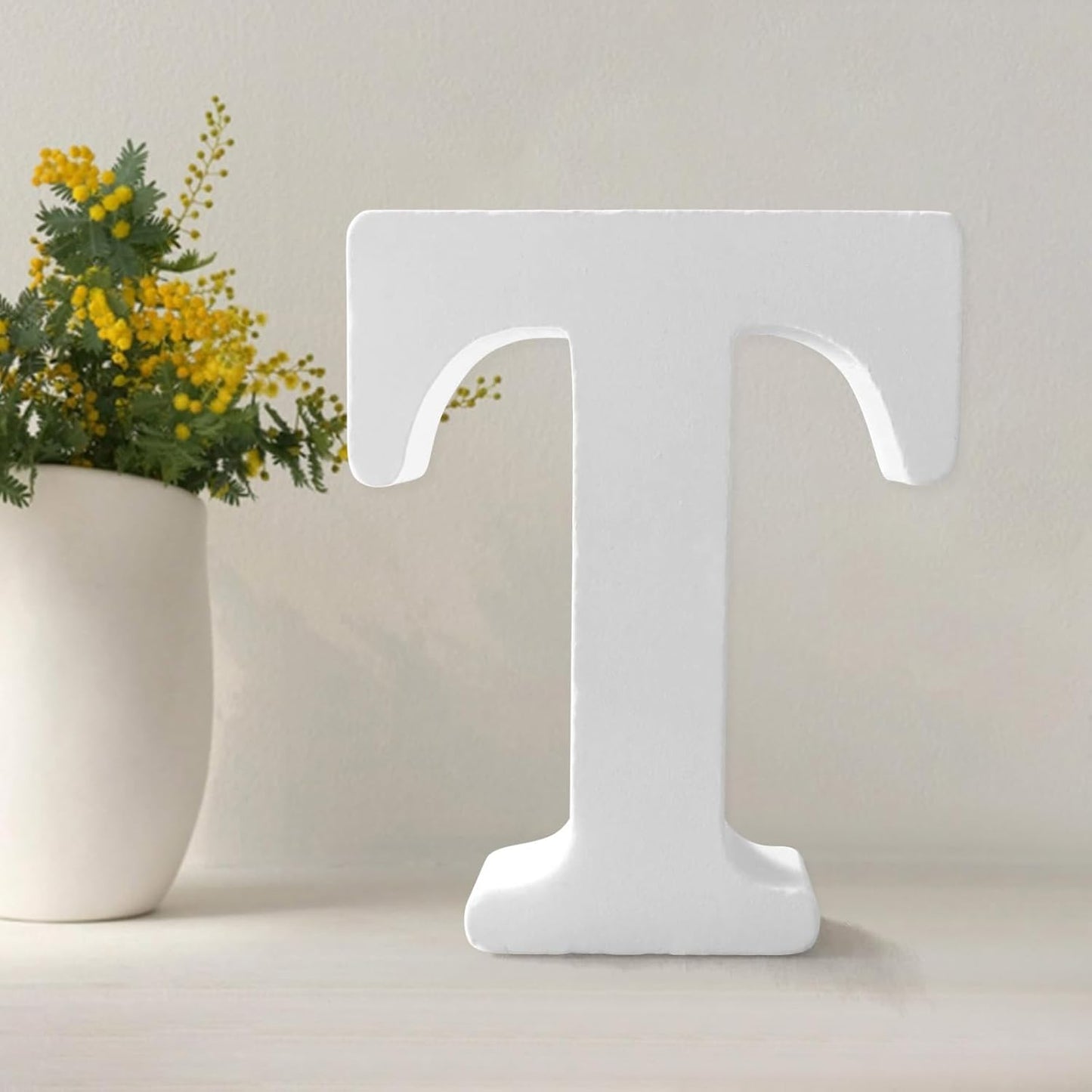 Wood Letters 4.3 Inch, White Unfinished Wood Letters for Graft, Wooden Letters for Wall Decor, Standing Letters for Bedroom, Home, Birthday, Party, DIY Graft (T)