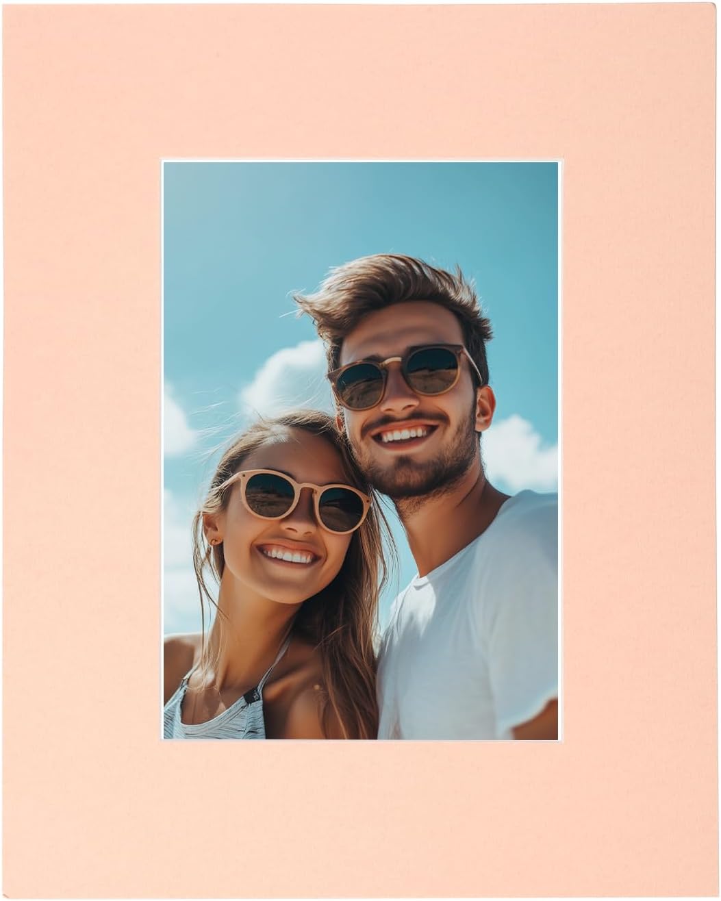 Picture Mats, 8 x 10 for 5 x 7 Pictures Acid Free White Core Bevel Cut Frame Mattes for Display Art Measuring, Lotus Root