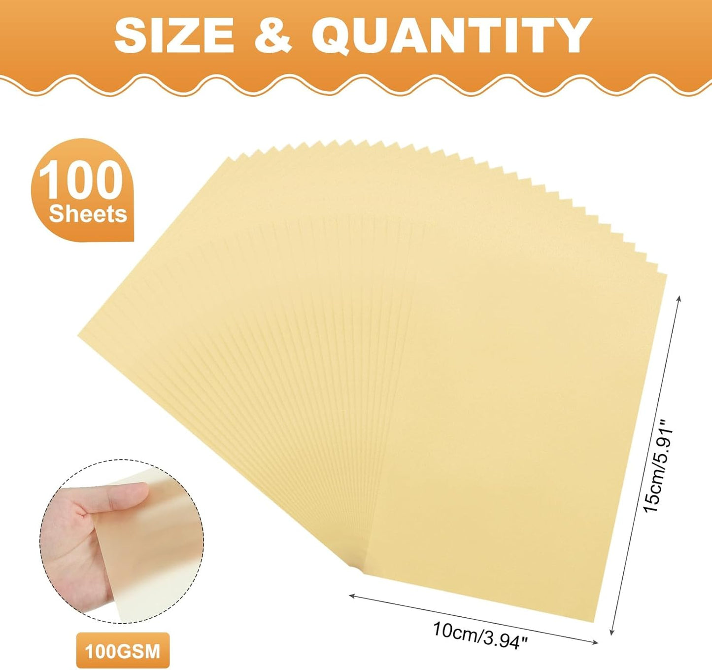 MECCANIXITY 100 Sheet Colored Vellum Paper 4" x 6", 100gsm Translucent Printable Vellum Sheets for Printing Wedding Invitations Inkjet Laser Printer, Gold