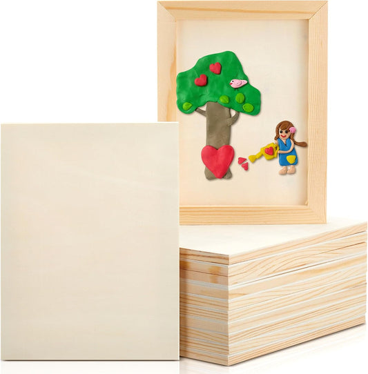 Kathfly 12 Pcs 5 x 7'' Wood Panel Boards, Unfinished Wood Canvas Panels for Painting Crafts DIY Drawing Pouring Art Projects