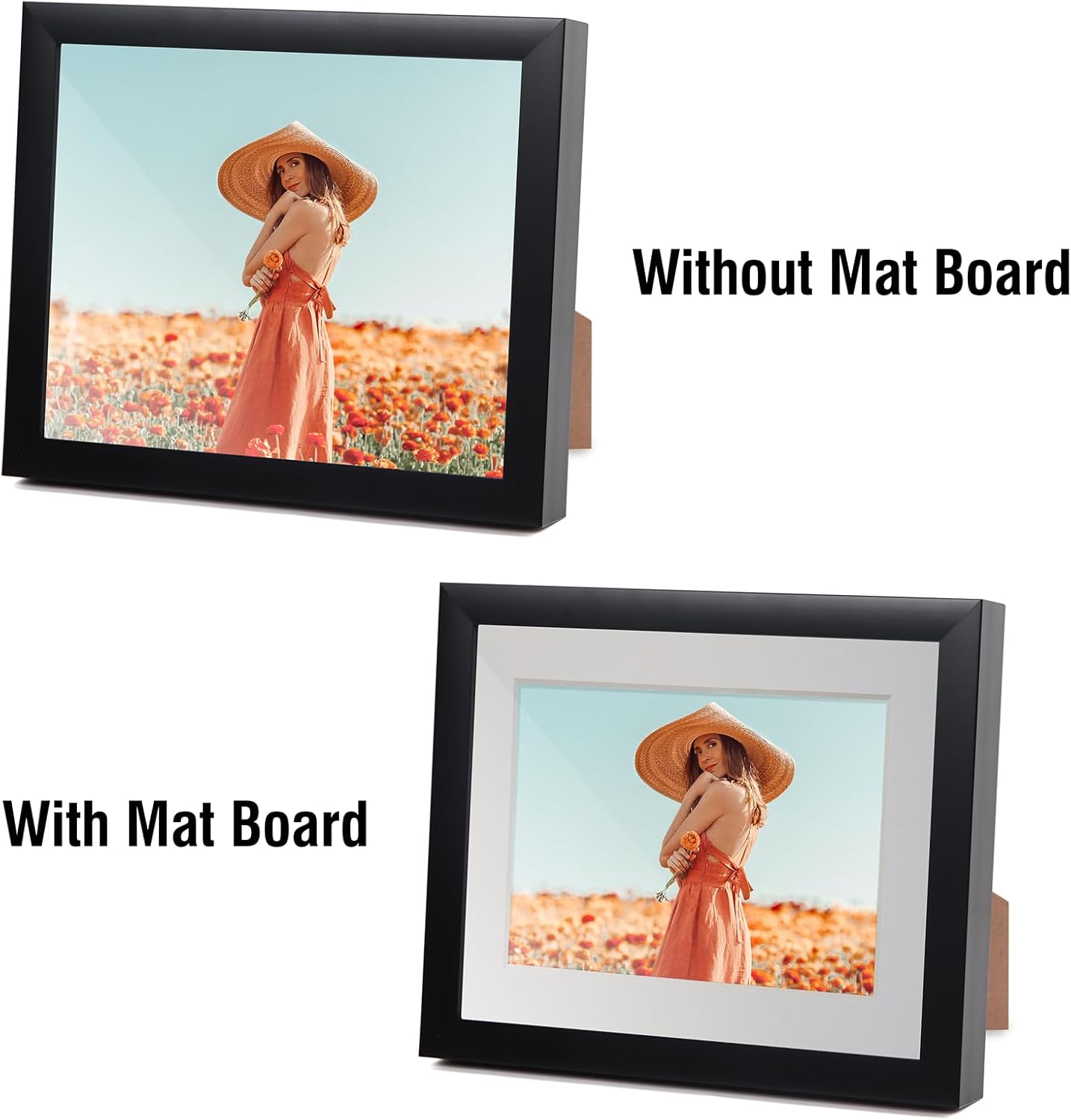 Falling in Art 5 Pack Acid Free 9x12'' White Picture Mats Board Show Kit for 6x8'' Photos, 4-Ply Beveled Pre-Cut Photo Mats with Backing Board for Frames, Artwork and Prints