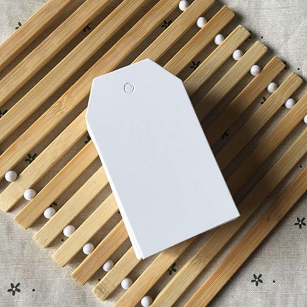 200 PCS Paper Gift Tags with Free 200 PCS Cotton Strings, Blank Hangtags for DIY Wedding Holiday Present(White)
