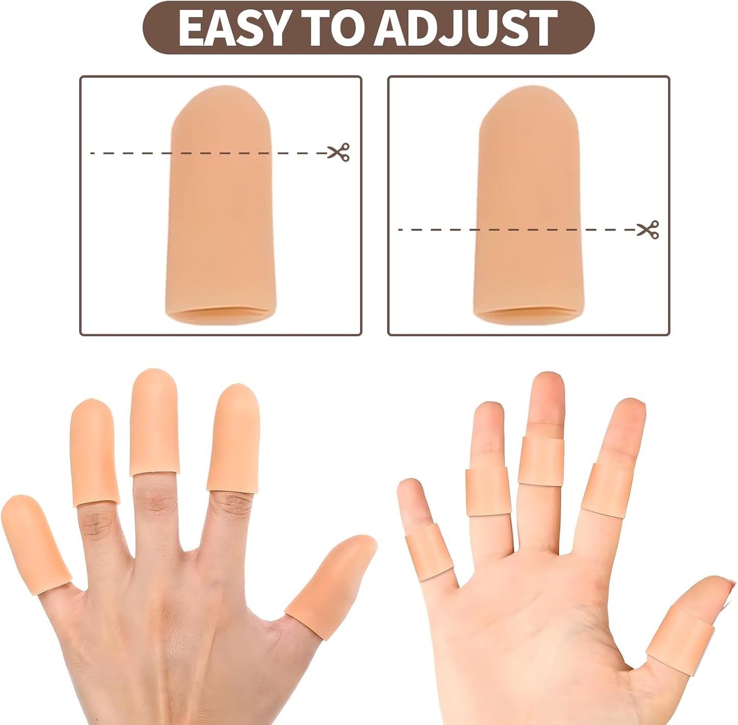 20PCS Silicone Finger Sleeve Thumb Guard, Finger Condom for Wounds Hand Eczema, Finger Arthritis, Thumb Bandage Injury Prevention Gloves Thumb Glove Protector 2 Sizes Gel Finger Support Cots(Nude)