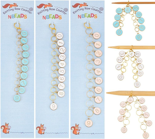NBEADS 2 Pcs 0-9 Enamel Number Knitting Row Counter Chains, Alloy Stitch Markers Row Counting Accessories for Knitting Crochet Tracking Project Progress