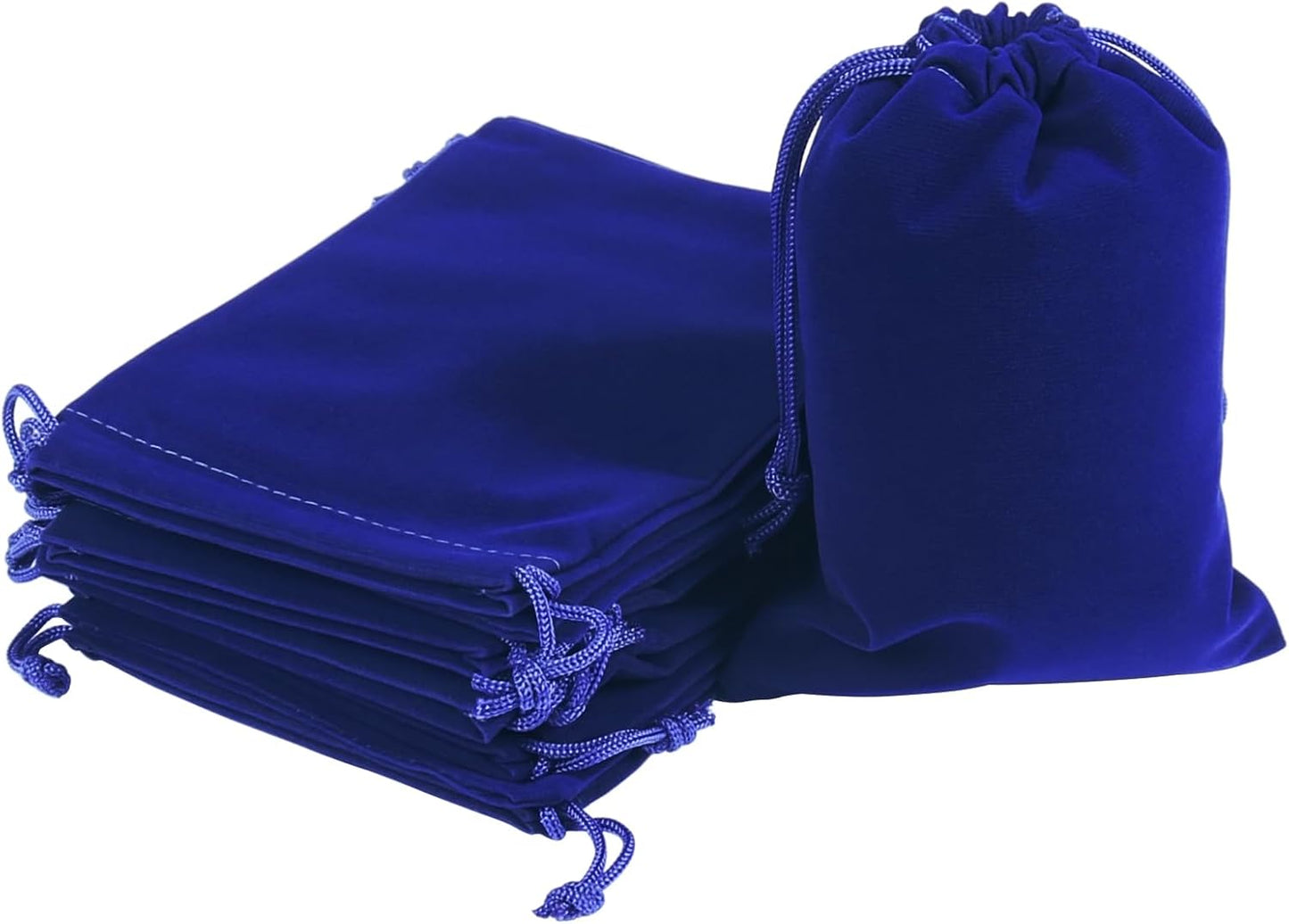 HRX Package 20pcs Velvet Jewelry Bags, 5x7 inch Blue Cloth Gift Drawstring Pouches Baggies Sacks for Dice Ornament