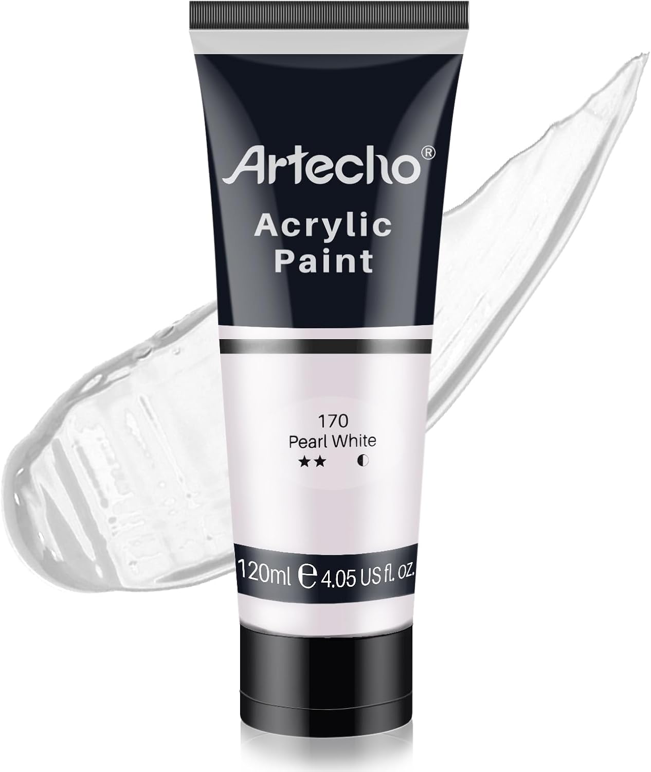 Artecho White Acrylic Paint, Pearl White (120ml / 4.05oz) Tubes, Art Craft Paints for Canvas, Rock, Stone, Wood, Fabric, Art Supplies
