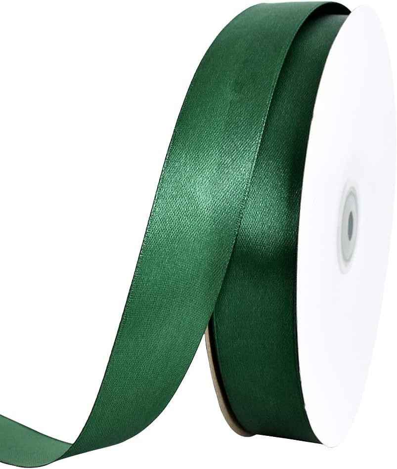 TONIFUL 1 Inch x 100yds Christmas Green Satin Ribbon, Thin Solid Color Satin Ribbon for Gift Wrapping, Crafts, Hair Bows Making, Wedding Party Decoration, Invitation Cards, Floral Bouquets, Christmas