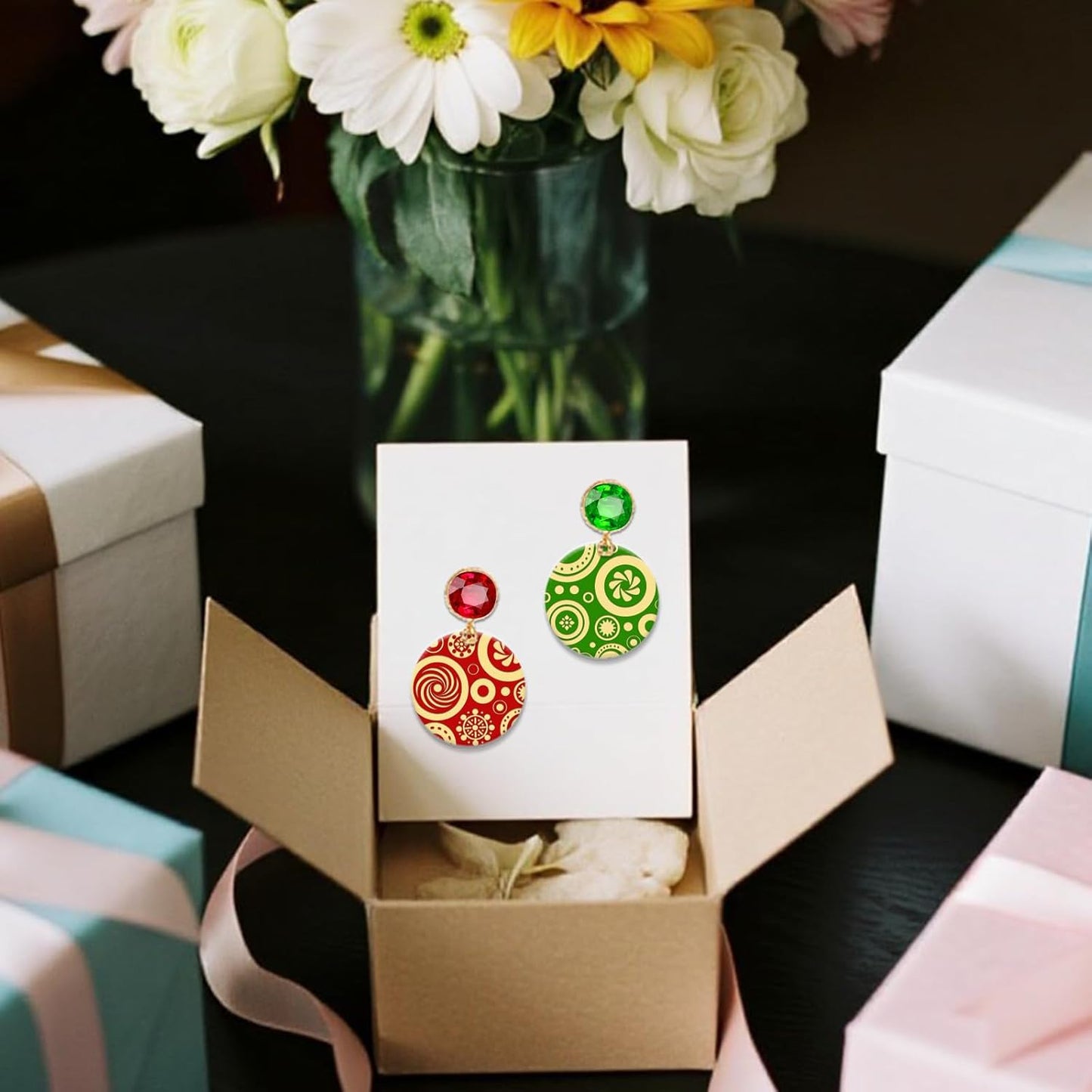 CHGCRAFT 4 Pcs Looped Circles Polymer Clay Texture Sheets Artistic Dots Silicone Texture Stamp Circular Style Modeling Pattern Pad Sheets for Jewelry and Earrings Tools, 5.5x5.5 inch