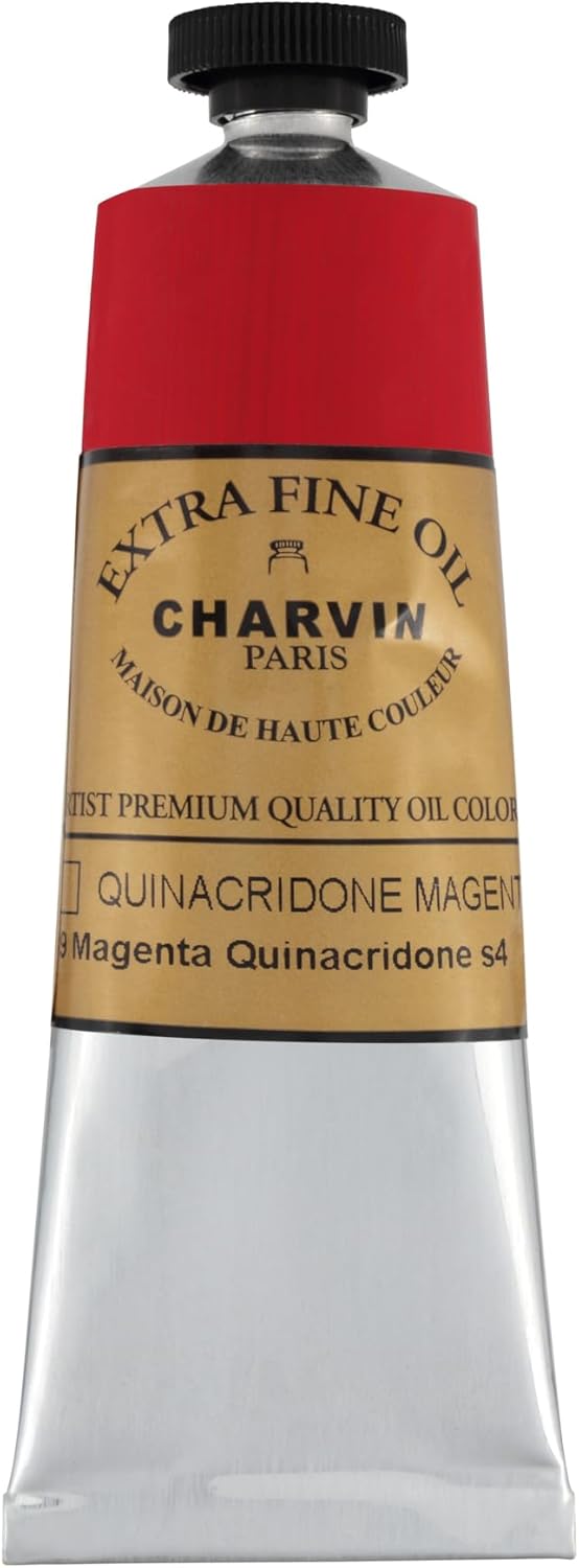 Charvin Extra Fine Oil Paint, Quinacridone Magenta 60 mL - Triple-Milled, Rich Texture, Poppy Oil-Based, Light-Fast, Handmade, Archival Quality