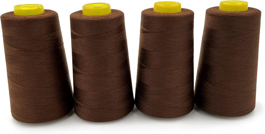 Tortoise 4 Cones of 3000 Yards Each Spool Thread for All Purpose, Serger, Overlock, Quilting, Sewing Machine - 100% Polyester - 40S/2 Red, Brown