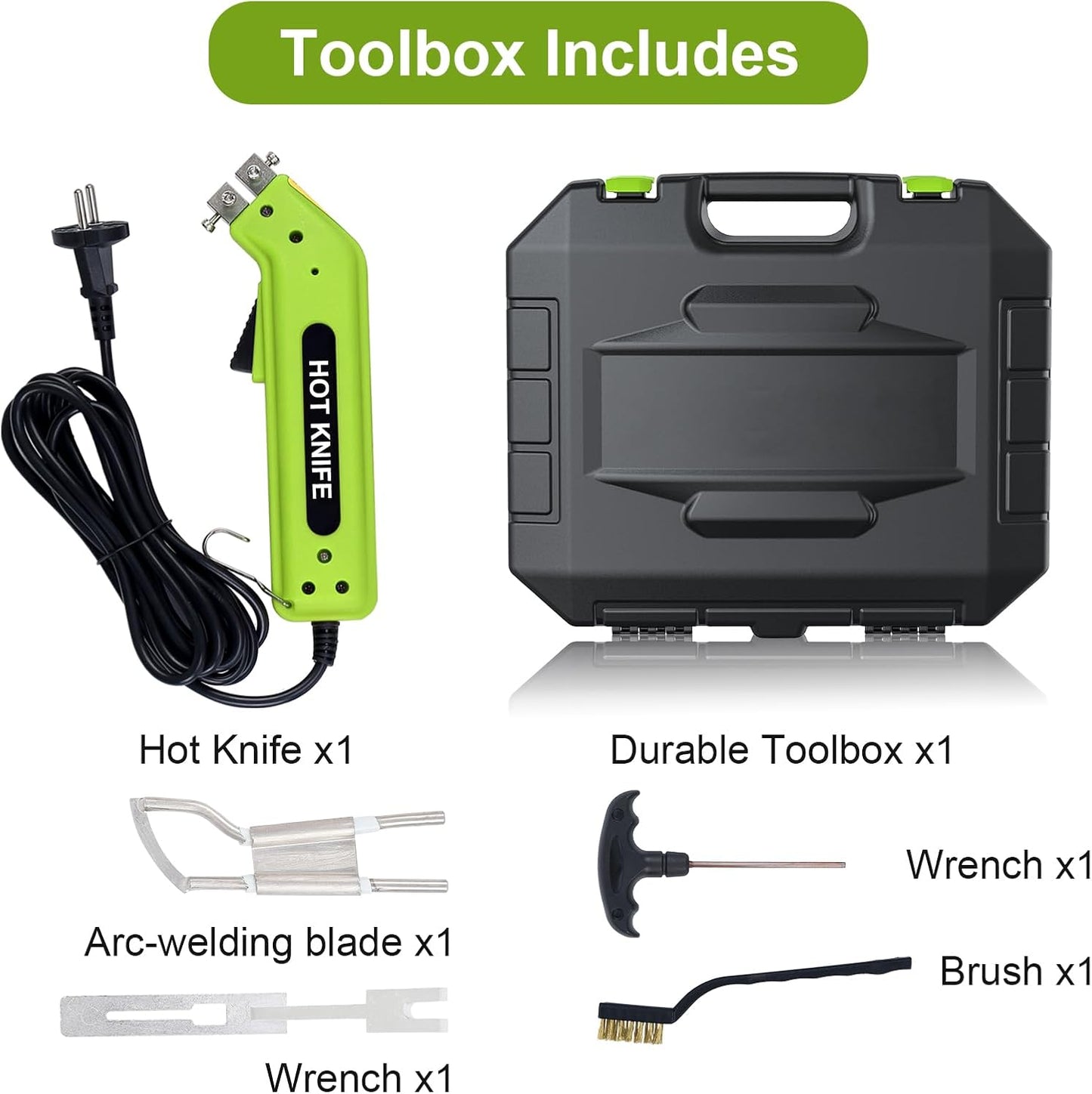 Fabric Cutter Rope Cutter Utility Knife With Guide Foot, Air Cooled Electric Hot Knife Foam Cutting Tool with Adjustable Power Blades for Cutting Belt Cloth（Yellow)