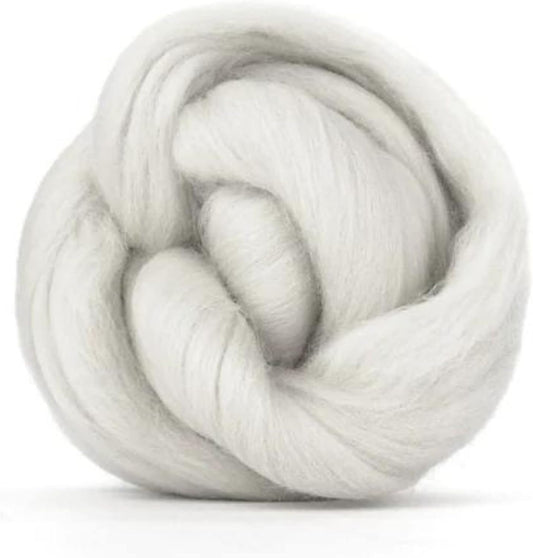 Revolution Fibers Merino Wool Combed Top | 1 lb Premium Wool Roving | 22 Micron, Best Merino Wool for Spinning, Tapestry, Needle Felting, Big Yarn Roving and Wall Hangings (Lightning White)