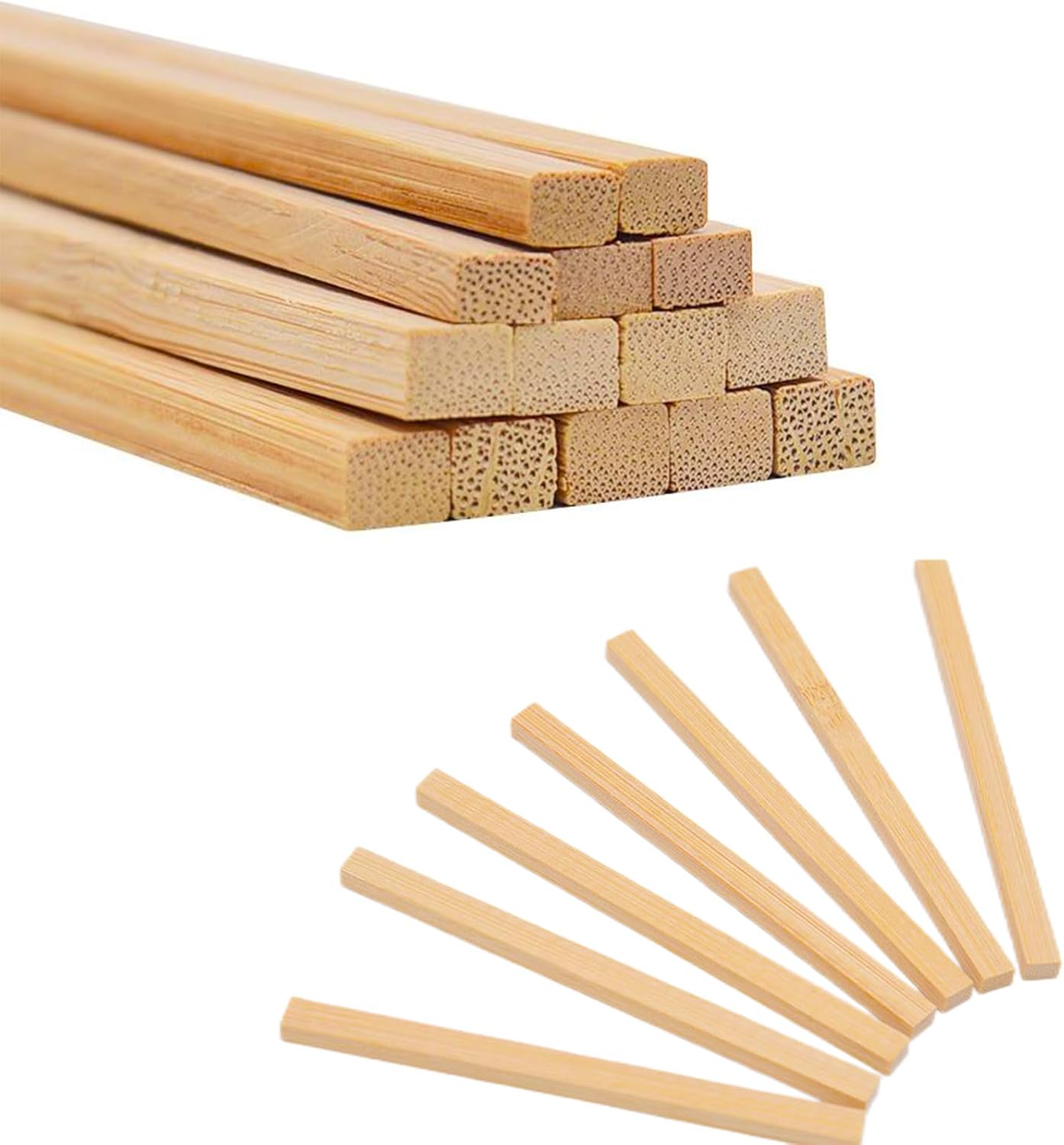 1/4 x 12 Inch 100 PCS Square Dowel Rods Wood Sticks Wooden Dowel Rods Unfinished Bamboo Sticks for Crafts,Home Decor, Model Making and DIYers