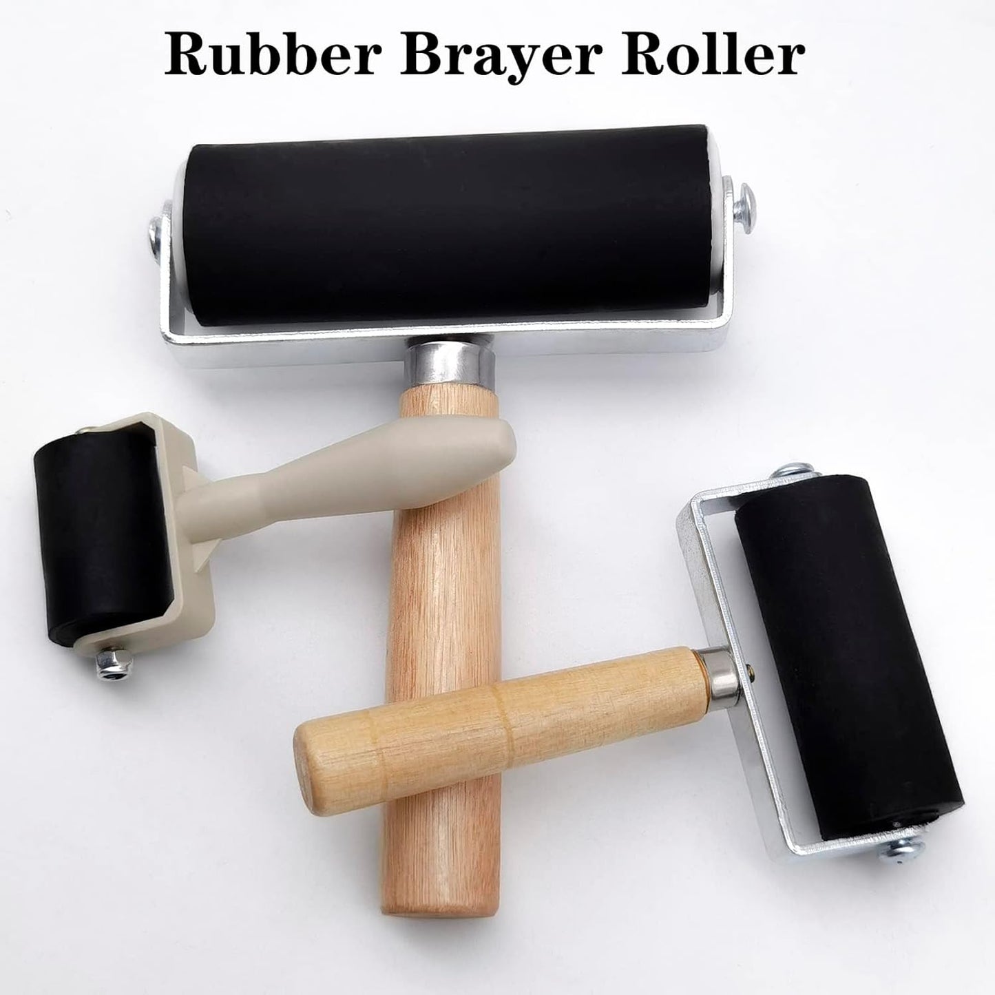 HRJZF 6 Pack Rubber Brayer Roller for Printmaking,Anti Skid Tape Construction Tools, Print,Great for Gluing Application Also,Ink and Stamping Tools 1.4 Inch