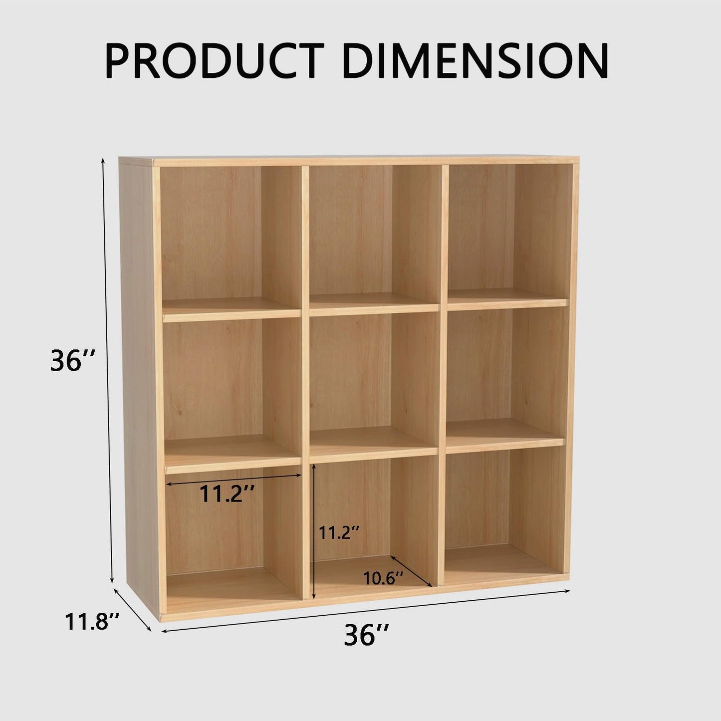 Wooden 9 Cube Storage Organizer with Closed Back Panel, Cube Shelf Heavy Duty Cubby Storage Organizer with Compartments for Living,Display Shelf,Bookshelf,Storage Furniture (Oak, 9-Cube)