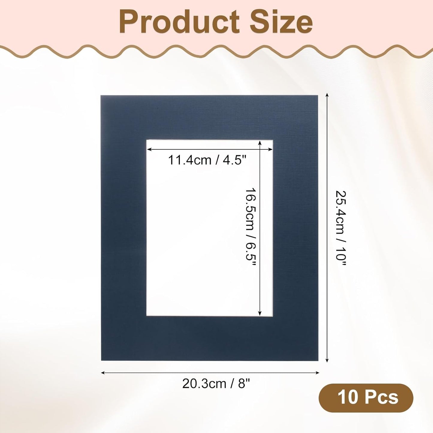 uxcell 10Pcs Picture Mats, 8 x 10 Mat Board Center for 5 x 7 Pictures Acid Free White Core Bevel Cut Frame Mattes for Display Art Measuring, Dark Blue