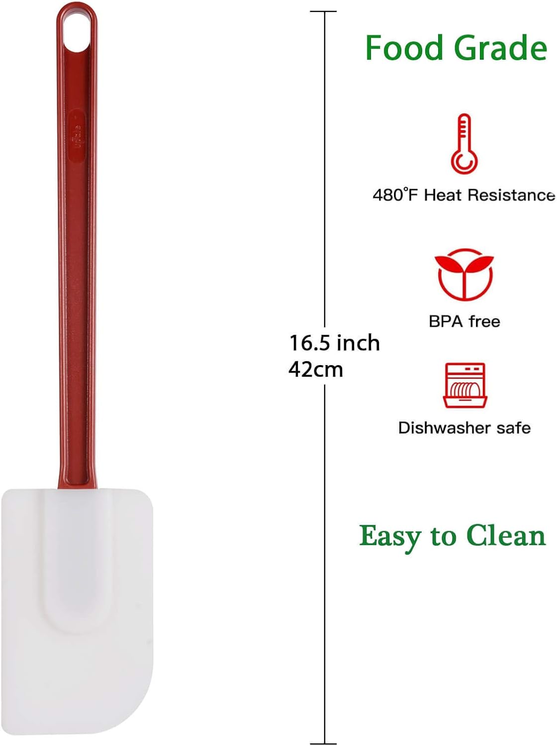 Silicone Rubber Spatula Set of 3, High Heat Commercial Spatula 16 Inch for Cooking (3 Scrapers)