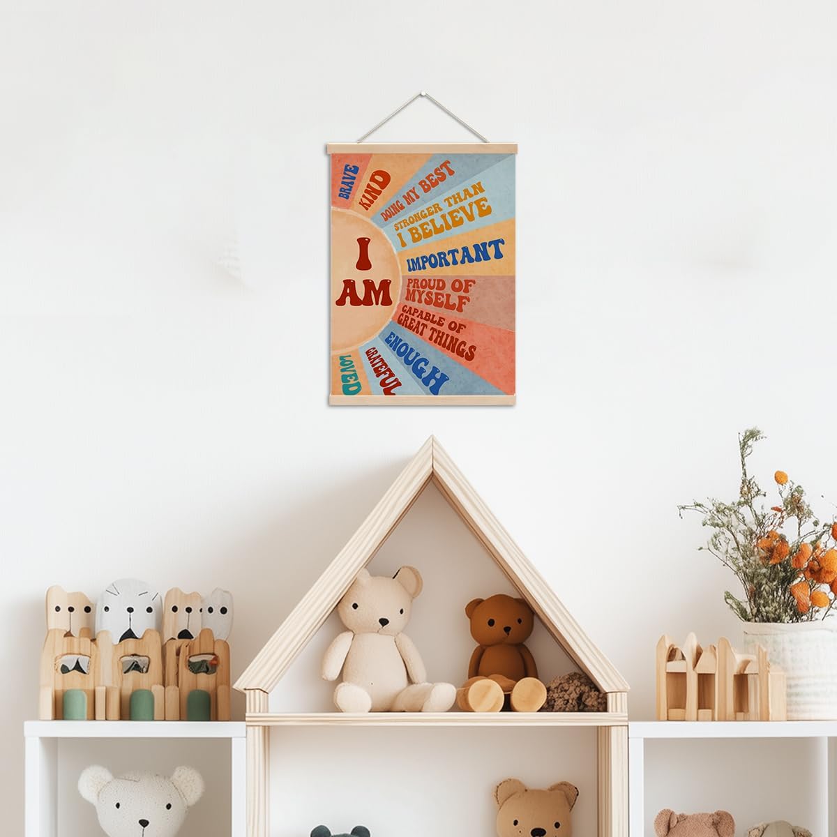 Inspirational Boho Sun Poster Hanger, Positive Affirmations Wall Decor, Sunshine Posters, Educational Posters Wall Art Wall Hanging Banner Classroom Bedroom Nursery Home Living Room Decor