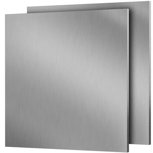 2 Pcs 6061 Aluminum Sheet Metal with Protective Film 12 x 12 x 3/8 Inches Flat Plain Plate Heavy Duty Metal Sheets for Crafting Aluminum Square Panel for Industrial