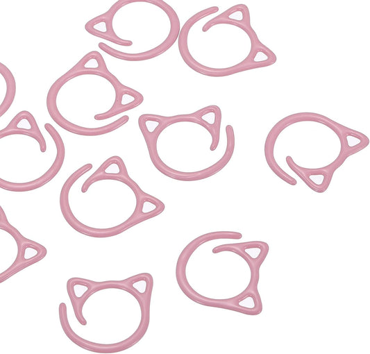 PATIKIL Cat Crochet Stitch Markers, 12 Pack Stitch Marker for Knitting Crocheting Supplies Cute Metal Spiral Knit Clip Ring Counters for Crochet Yarn DIY Crafts, Dusty Pink