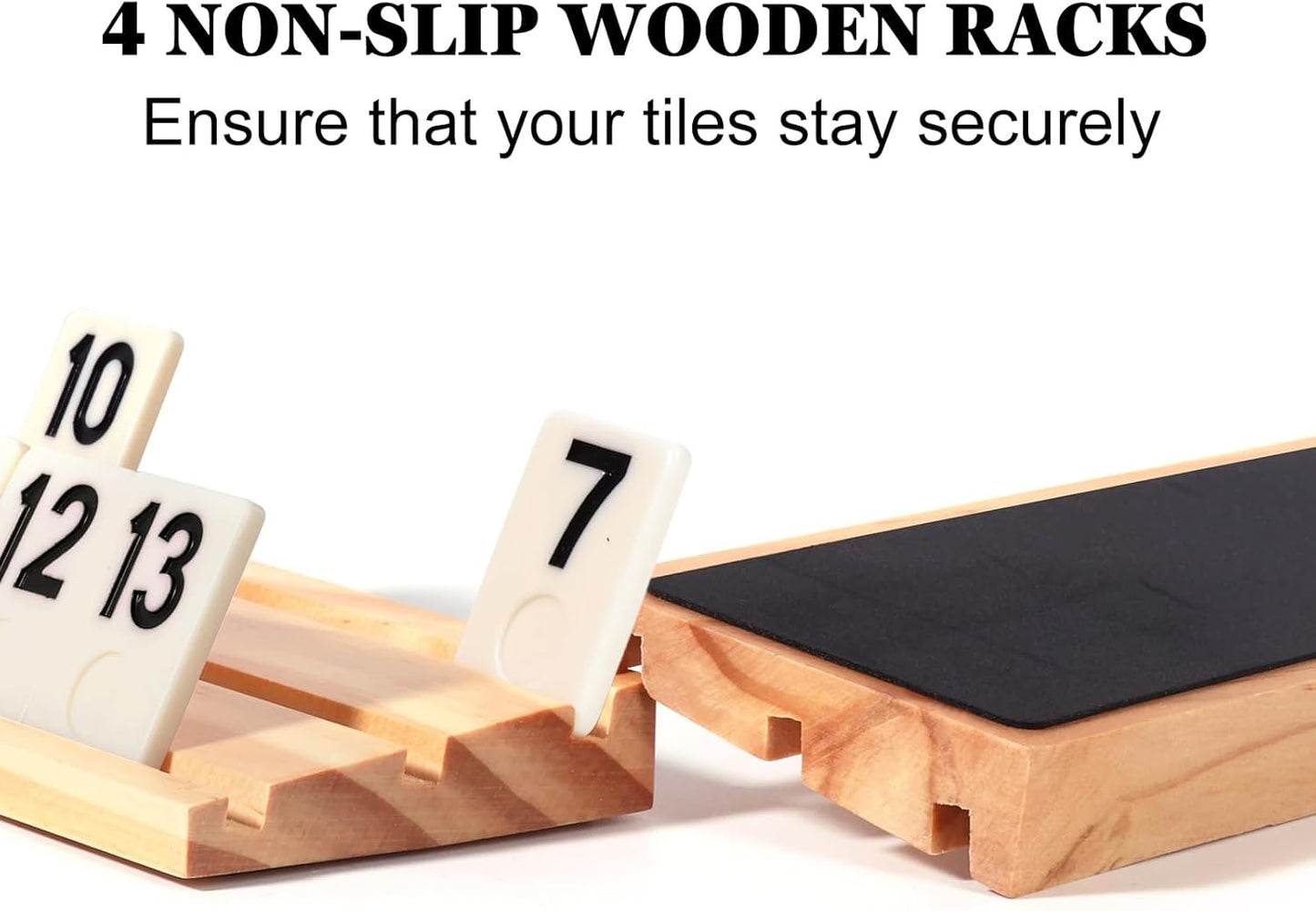 Upgraded 2-6 Players Rummy Cube Board Game Set with 6 Wooden Racks, 160 Tiles, Portable Case, Drawstring Bag and Dice, for Adults Friends Night Gifts Travel Party Sharpens Brain