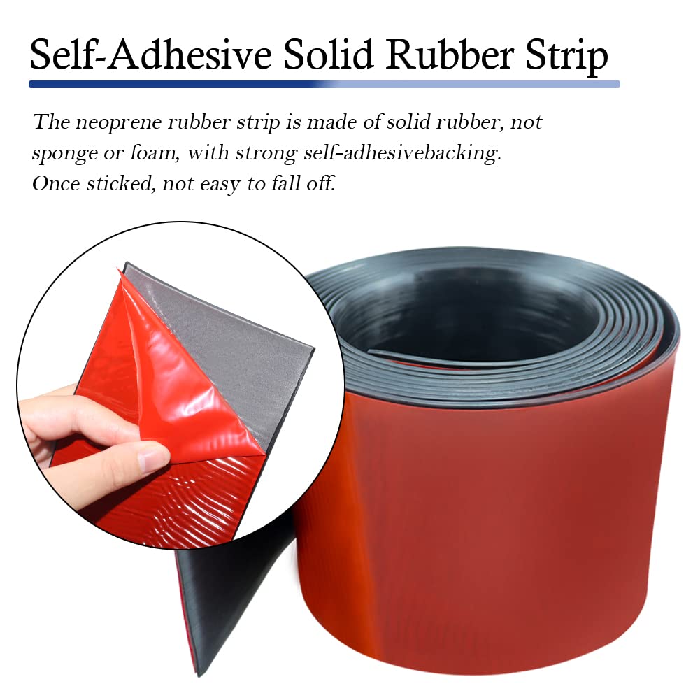 Neoprene Rubber Strips Self Adhesive Solid Rubber Sheets, Rolls & Strips for DIY Gaskets Crafts Pads Seals Warehouse Flooring Neoprene Sheet with Adhesive Backing (6" Wide x 1/5" Thick x 10' Long)